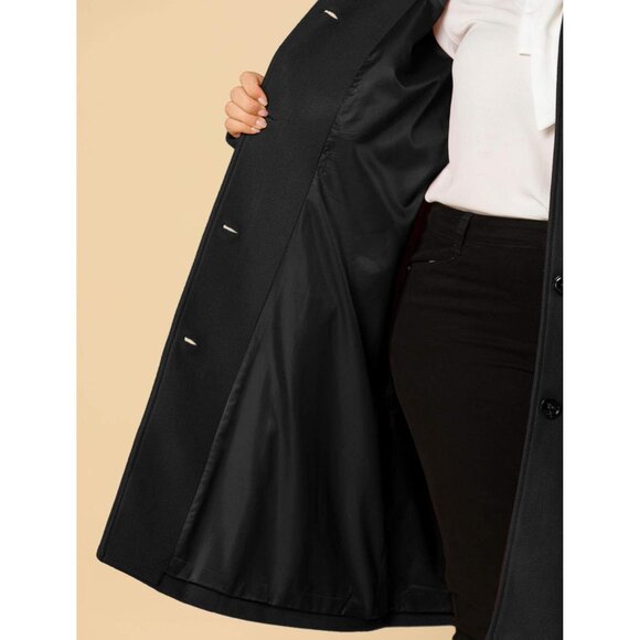 Warm Plus Size Women's Belted Long Coat with Pockets for Everyday Elegance, 1X - Picture 6 of 6